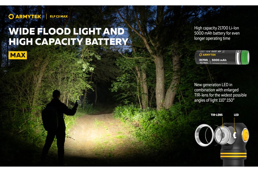 Multifunctionele zaklamp Armytek Elf C2 MAX USB-C wit licht