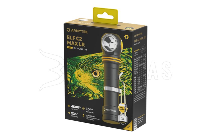 Multifunctionele zaklamp Armytek Elf C2 MAX LR USB-C wit licht