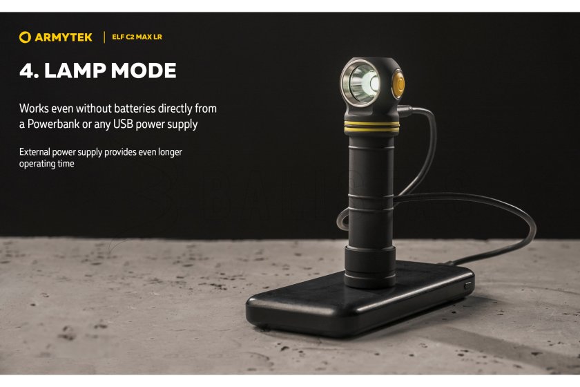 Multifunctionele zaklamp Armytek Elf C2 MAX LR USB-C wit licht