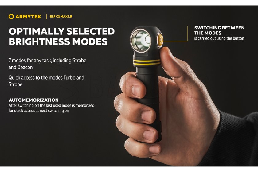 Multifunctionele zaklamp Armytek Elf C2 MAX LR USB-C wit licht