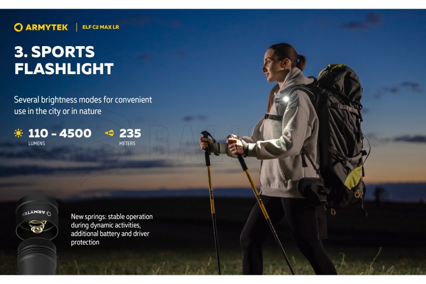 Multifunctionele zaklamp Armytek Elf C2 MAX LR USB-C wit licht