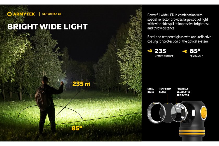 Multifunctionele zaklamp Armytek Elf C2 MAX LR USB-C wit licht