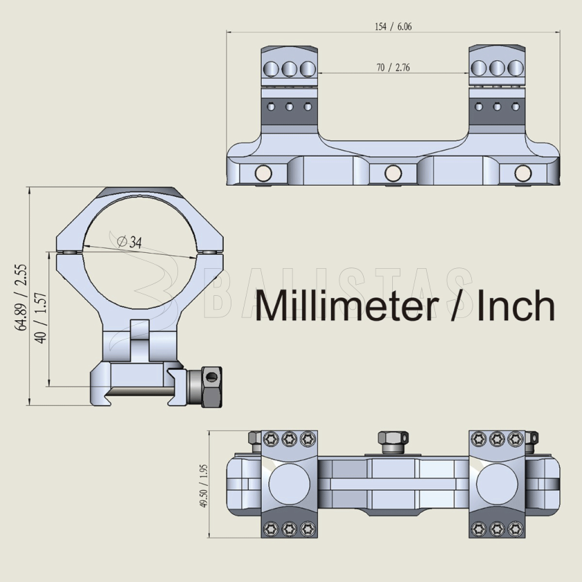 Montage Vector Optics X-Accu 22mm/34mm eendelig hoog 10