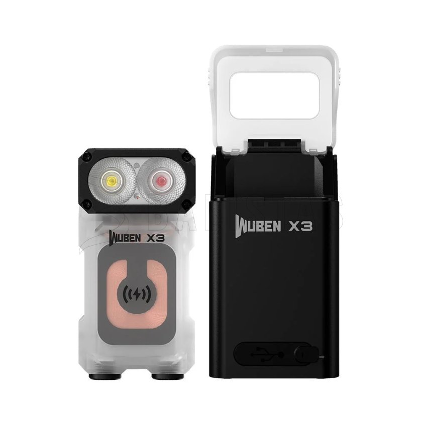Zaklamp Wuben X3 wit + zwarte oplaadbox 2