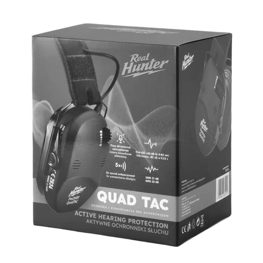 Actieve schietgehoorbescherming RealHunter Active ProSHOT QuadTAC Zwart 9