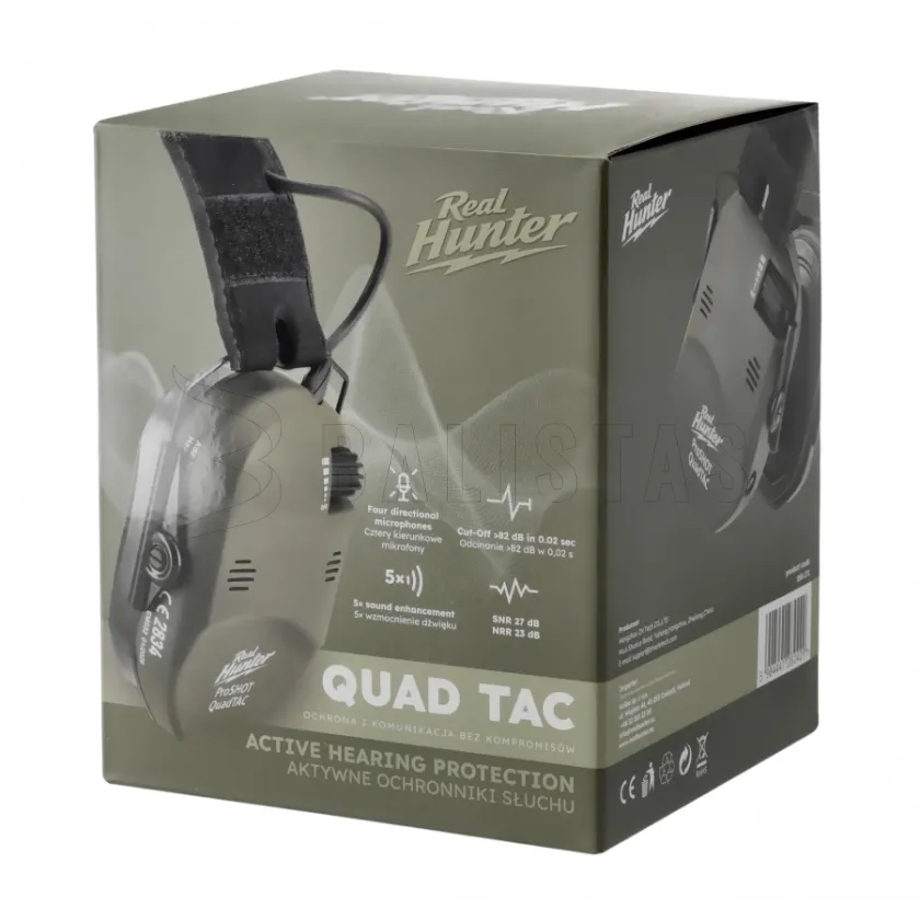 Actieve gehoorbescherming RealHunter Active ProSHOT QuadTAC Olijfgroen 9