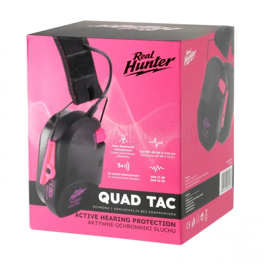 Actieve gehoorbescherming voor schietsport RealHunter Active ProSHOT QuadTAC Devil Pink 9